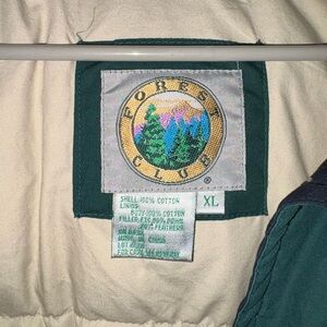 *Vintage* Forest Club Feather Filled Cream/Green Vest W/Hood CCO